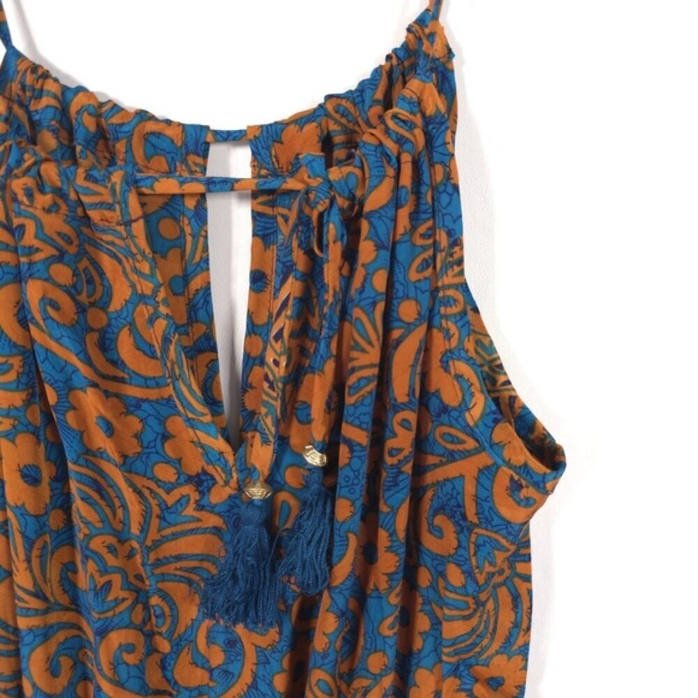 NWT RAGA Maxi Dress Floral Side Cut Out Elastic Waist Tassels Straps R1743 SMALL - Picture 7 of 15